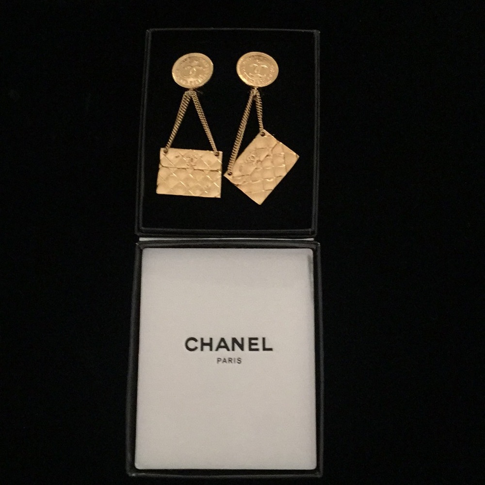 Chanel Earrings Handbag Fashion Costume Gold